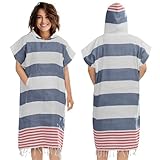 JEMIDI Badeponcho Damen Herren - Schnelltrocknender Surf Poncho - Leichtes Handtuch Kleid mit Kapuze - Strand Sauna Surfen - Umziehhilfe Handtuch Poncho Erwachsene - Surfponcho