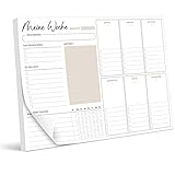 BIROYAL Wochenplaner Block A4 ohne festes Datum (50 Seiten), Schreibtischunterlage mit ToDo Liste, Wochenkalender Wochen Planer mit Wochenübersicht&Habit-Tracker für Termine, Aufgaben& Notizen