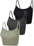 Boao Spaghetti-Träger-Shirt, Tanktop, bauchfreies Top für Sport, Yoga, Schlafen, 3 Stück - - Klein