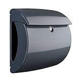 BURG-WÄCHTER Briefkasten mit Zeitungsfach ohne Namensschild, Kunststoff, Einwurf-Format DIN C4, 2 Schlüssel, Piano 886 G, Granit