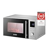 TZS First Austria Mikrowelle mit Grillfunktion | 20L Kapazität (brutto) | Schnellstartfunktion | LCD-Display | 8 Automatikprogramme | Edelstahl