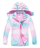 CAMLAKEE Mädchen Regenjacke Gefütterte Kinder Softshelljacke Übergangsjacke Warme Jacke Gedruckt Winterjacke Rosa Herz DE: 116-122 (Herstellergröße 120)