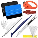 FAELNK 8 Stück Rakel Set für Tönungsfolie Auto Folierung Set Rakel Set für Folierung 2 Filzrakel Rakel Präzisionsmesser Cutter Messer mit 10 Klingen Car Wrapping Folie