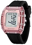 Digitale Uhren für Männer und Frauen, wasserdichte Sportuhr, leicht ablesbar, große Ziffern, bunte Armbanduhr, Herrenuhr, Tonneau, einzigartige Uhr für Damen und Herren, transparentes pink