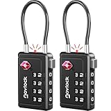 TSA Schlösser mit Öffnungsanzeige – Kofferschlösser mit 4-stelligem Zahlencode – Gepäckschlösser für Koffer, Rucksack und Reisegepäck – 2 Stück, Schwarz