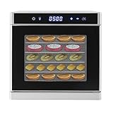 Dörrautomat Edelstahl Lebensmitteldehydrator LED-Display 35-75℃ 1-24 Stunden Dörrgerät Dehydrator Obsttrockner Dörrapparat Trocknen von Obst Gemüse Fleisch (6 Dörrtabletts)