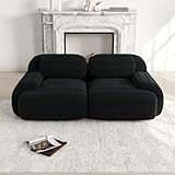 Muskel Modernes Cord Sofa Loveseat Modulares 2-Sitzer Wohnzimmer Couch mit geschwungenen Armlehnen, Ohne Montage Boneless Sofa, Hochelastische Polsterung (Schwarz, 2-Sitzer)