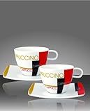 Art Café 2er Set Cappuccinotassen Porzellan 290 ml - Isoliert & Stilvoll mit Untertassen, Geschirrspüler geeignet im Geschenkkarton, Italienisches Design