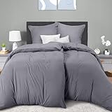 Utopia Bedding Bettwäsche 135x200 4teilig - Mikrofaser 2 Bettbezug 135x200 cm + 2 Kissenbezüge 80x80 cm - Grau