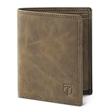 TENBST Geldbörse Herren mit RFID Schutz, Portmonee mit 15 kartenetui, Ausweisfenster & Fotofenster, Münzfach mit Knopf, 2 Geldscheinfächern, Herren Geldbörse mit Geschenkbox – Braun