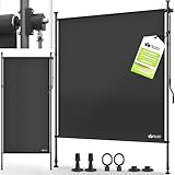 tillvex® Klemmmarkise Senkrechtmarkise 120x310cm Anthrazit mit Handkurbel ohne Bohren | Sichtschutz Ausziehbar & Blickdicht | Vertikalmarkise Balkon Terrasse Garten | Sichtschutzrollo Wetterfest