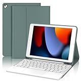 D DINGRICH iPad 6. Generation Hülle mit Tastatur, Tastatur Hülle mit Touchpad und Stifthalter für iPad 5. Generation 2017, iPad Pro 9.7 Zoll, iPad Air 2 & 1, Rückseite Gehäuse Case, (dunkelgrün)