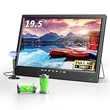 DESOBRY 19-Zoll Fernseher mit Batterie, 1080p Tragbarer Kleiner Fernseher DVB-T2 mit Antenne, 12V TV mit Verstellbarer Basis für Home Entertainment, Reisen und Outdoor-Einsatz, HDMI AV USB