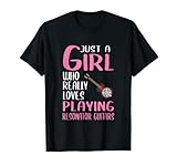 Damen Just A Girl Geschenk Instrument Resonator-Gitarre T-Shirt
