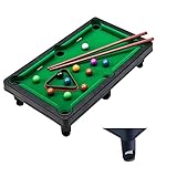 YumSur Mini Pool Billardtisch Pooltisch Set mit 11 Bällen, 2 Queues und 1 Dreieck, Tragbarer Stressabbau-Tisch-Snooker-Spiel-Set für Kinder und Erwachsene