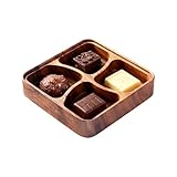 Holz-Snackschale – Organizer mit 4 Fächern | Serviertablett aus Naturholz mit Fächern für Nüsse, Trockenfrüchte, Süßigkeiten und Snacks für Zuhause, Küche, Party, Innenbereich, Wohnzimmer, 7,87 x 1,77