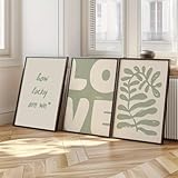 Ueiwffzo 3er Stilvolle Poster Set Grün Abstrakt Wandbilder Wohnzimmer Wandbild Modern Bilder Set Wanddeko Wohnzimmer Decor, Ohne Rahmen (30x40cm)