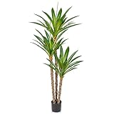 170cm Kunstpflanze Yucca Palme Künstliche Pflanzen groß mit 3 Köpfen im Kunststofftopf, Kunstpflanze Groß im Topf für Wohnzimmer Schlafzimmer Büro Deco, Indoor Outdoor Garten Moderne Dekoration