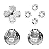 eXtremeRate Aluminium Knöpfe Buttons für ps5 Controller, DIY-Ersatz Thumb Grips Sticks Joysticks & D-Pad & Aktionstasten, Custom Metall Tasten Zubehör für ps5(Silber)-KEIN Controller