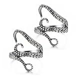 Zeayebsr Gothic Punk Edelstahl Oktopus Tentakel Ring Tintenfisch Größe Einstellbar,Octopus Rings,Gothic Ring 2 PCS