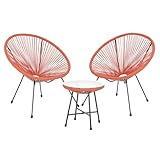 SVITA Bali Balkon-Möbel 3-TLG. Polyrattan Lounge-Set Balkon-Set Terracotta Orange