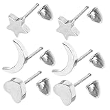 SAFIGLE 3 Paare Sterne-mond-ohrringe Ohrringe Schmuck Für Ohrpiercings Punk-ohrringe Herzohrringe Mond Ohrstecker Herz Ohrstecker Punk-ohrstecker Stern-ohrstecker Rostfreier Stahl
