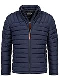 Indicode Herren INNash Steppjacke in Daunenjacken-Optik | Winterjacke Übergangsjacke Männer Navy L