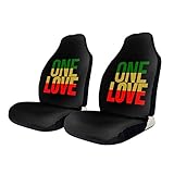 Eine Liebe Rasta-Farben Schonbezug Autositz Wasserdichter Werkstattschoner-Auto Universell Benutzerdefinierte Autositzbezüge Für Suvs,Kleinwagen 2Pcs,52X138cm