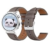 LanQii 18mm Leder Armband für Huawei Watch GT 5 Pro 42mm/Watch GT 5 41mm/GT 4 41mm, Weiches Leder Ersatzarmband, Damen und Herren Uhrenarmband für Garmin Venu 3S 41mm/Forerunner 265S/255S (Grau)