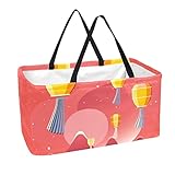 Große, faltbare Tragetasche, wiederverwendbare Einkaufstasche, roter Himmelslaterne, Festival