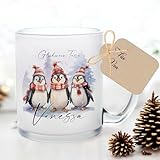Manufaktur Liebevoll I Tasse Weihnachten Glastasse Glühweintasse mit Namen Weihnachtstasse personalisiert Tasse Nikolaus Weihnachtsgeschenke Kinder Glühwein Frauen Männer (Vanessa)