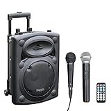 Ibiza - PORT8VHF-BT - Tragbarer Lautsprecher 8'/400W MAX mit 2 Mikrofonen (kabelgebunden und VHF), Fernbedienung und Schutzhülle - Bluetooth, USB, SD - 4 bis 6 Stunden Betriebsdauer - Speaker Box