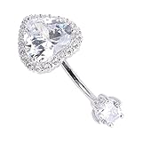 VALICLUD 925 Sterling Bauchnabelpiercing Herz Nabelring Mit Zirkonia 8mm Eleganter Körperschmuck Für Damen Ideal Als Für Besondere Anlässe