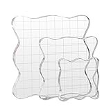 Kesote 3 Stück Stempelblock Set Acrylblock mit Gitter für Scrapbook Fotoalbum, Transparent