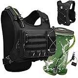 ONETOALL Laufweste Herren mit 2L Trinkblase, Taktischer Wanderrucksack Wasserdicht, Trinkrucksack Fahrrad