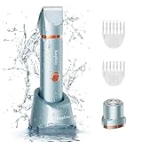 Bikini Trimmer für Frauen Schamhaare 2 in 1 Eletctric Rasierer für Frauen Wiederaufladbarer Eletctric Rasierer für Frauen IPX7 Wasserdicht Bikini Trimmer für Achselbein Arm Körper Gesicht (Blau)
