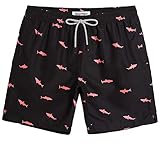 MaaMgic Badehose für Herren Jungen Badeshorts für Männer Schnelltrocknend Surfen Strandhose Surf Shorts mit Mash-Innenfutter MEHRWEG, Hai Schwarz, M