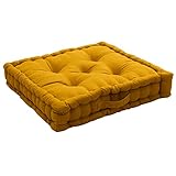 Enjoy Home - Bodenkissen mit Griff – Maße 50 x 50 x 10 – Senf – aus Baumwolle – maschinenwaschbar – Öko-Tex-Füllung aus Polyester – gepolstert – Kollektion Panama