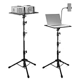 OTREST Projektorständer mit um 180° neigbarer Tablett und Telefonhalter, 3 teiliges Teleskop 76-145cm Beamer Stativ/Laptop Stand, tragbares klappbares Projektorstativ für Studio/Bühne, 10kg Belastung