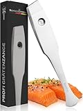 Schwertkrone Kochpinzette Grätenzange für Fisch aus gebürstetem Edelstahl, rostfrei - Grätenpinzette schräg, Fischpinzette zum Entfernen von Fischgräten