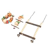 ciciglow Bissfestes Schaukelspielzeug aus Holz für Lustiges Kauen und Geistige Stimulation, für Papageien, Wellensittiche, Nymphensittiche, Kakadus, mit Spielzeugschnur, Baumstämme, Maiskolben, Nüsse