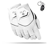LYRX Pro Series Golfhandschuh, 100 % Cabretta-Leder mit innovativem elastischem Armband für Spitzenleistung auf dem Grün (Weiß, rechtes Paar, normale Größe)