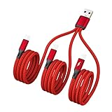 LEIDJGUN Schnellladung USB Auf 3x Typ C Ladekabel 5 V Ausgangsleistung 3-in-1-Nylon Geflochtenes Laptop Ladekabel Schwarz/Rot
