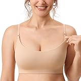 MOMANDA Damen Still BH ohne Bügel Soft Gepolstert Gerippt Schwangerschafts BHS Schlaf Bequemer Beige 2 M