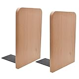 SIPLIV Buchstützen aus Holz im minimalistischen Stil, verstellbar, Buchhalter, Ständer, Buchregal, Schreibtisch, Buchstützen für Schule, Bibliothek, Zuhause oder Büro – quadratisch (Buche, 1 Paar)