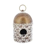 Transpac Dekorativer Garten Home Decor Metall Wildlife Shelter Vogelhaus Weiß und Gold Wabenkuppel 27,9 cm