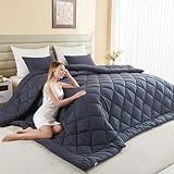 Übergroße Bettdecke für King-Size-Betten, Übergröße, weich, leicht, Steppdecke, Daunen-Alternative, Bettdecke mit 8 Ecklaschen (308 x 328 cm, Grau)