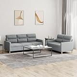 THOYTOUI 2-TLG. Sofagarnitur mit Kissen Hellgrau Stoff, Schlafsofa Polstergarnitur Modulares Sofa Big Sofa Geeignet für Wohnung Hotel Wohnheim Schlafzimmer