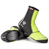 GEWAGE Fahrradschuhe Überschuhe, Unisex Warmhalte Schuhüberzieher mit Reflektierenden Streifen für MTB und Rennrad (Fluoreszierendes Grün, L)