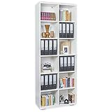 mutatio Regal Büroregal Büro Möbel 80,2 cm x 214,7 cm x 35 cm Standregal Hoch Bücherregal Weiß Aktenregal Für Ordner Regal Gross Allzweckregal Holz Meerzweckregal Aufbewahrungsregal Büromöbel